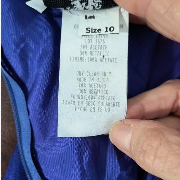 Vintage Y2K Betsy & Adam Formal Dress Women's Sz 10 Blue Sparkle Metallic Maxi - Picture 15 of 16